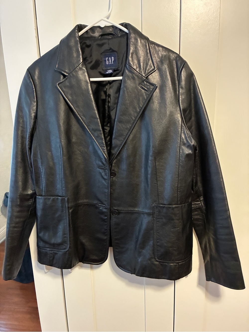 GAP Black Faux Leather Tailored Blazer